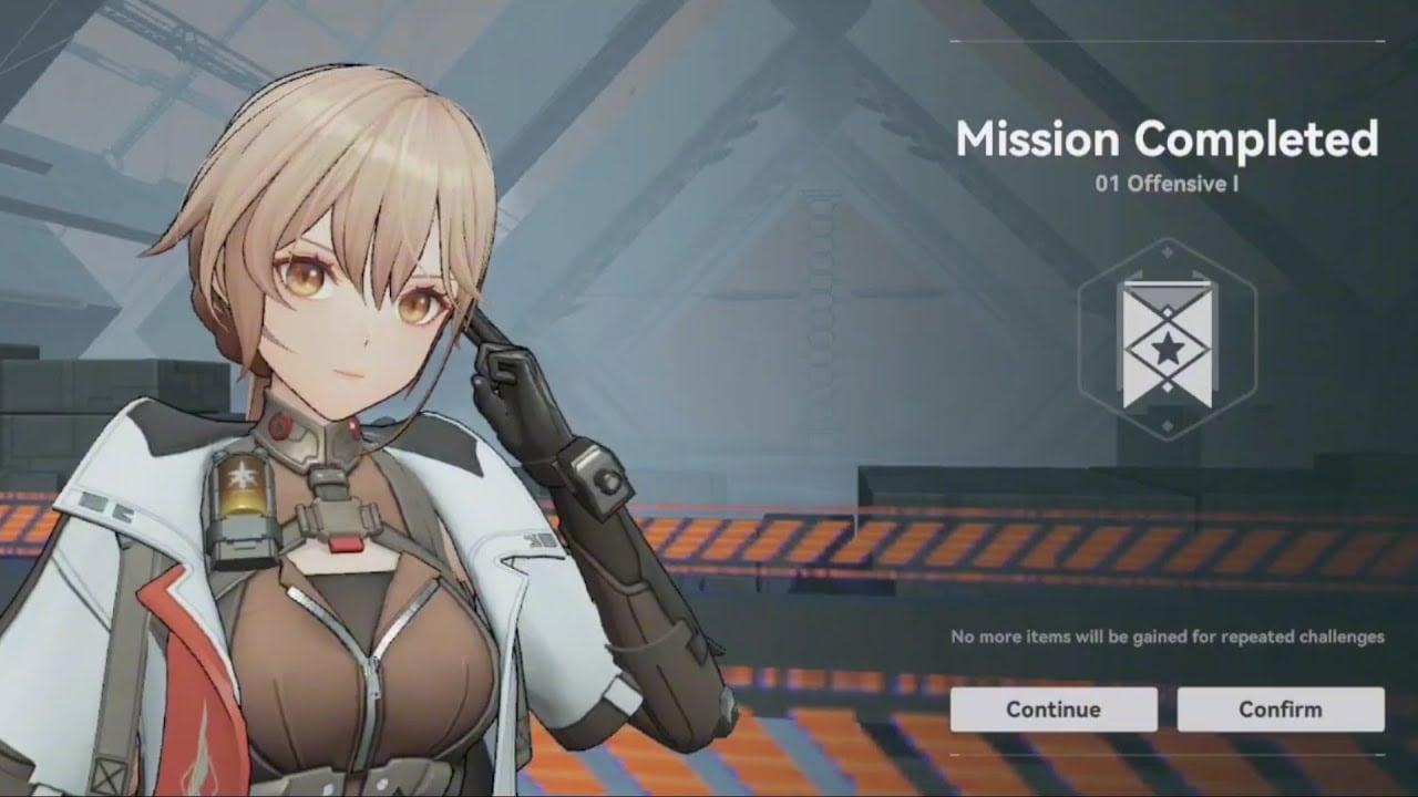 In-game Girls' Frontline 2 mission complete screen showing Groza and the HUD